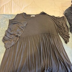 Gray Flowy Sleeve Baby Doll Dress